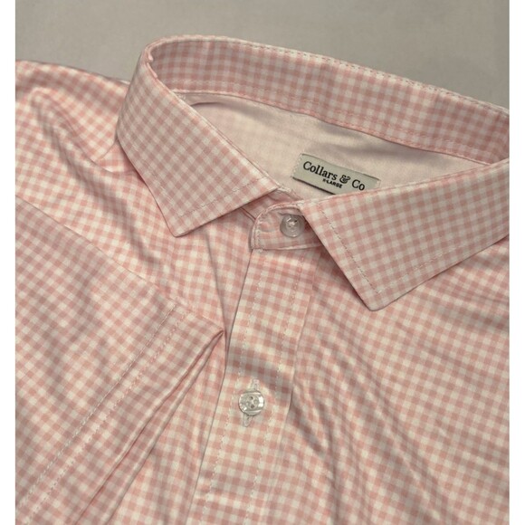 Collars & Co Other - NWOT Collars & Co Men’s XL Quattro Flex Short Sleeve Pink Gingham Button Down